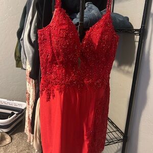 Sherri Hill Red Beaded Dress